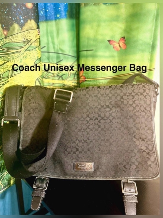 Coach Other - Coach Vintage Black Signature Unisex Canvas Messenger Bag